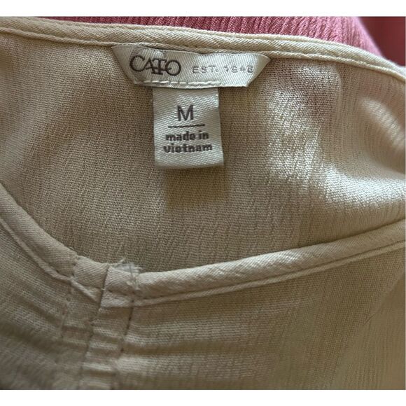 Cato Flowy Boho Colorblock Cream Pink Purple Blouse Size M - Picture 3 of 4